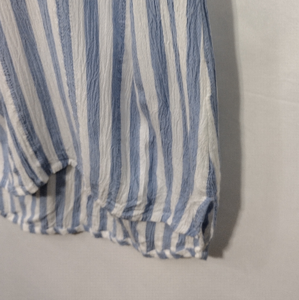 Raviya Stripped Tunic Shirt Women's S White Blue Boho Retro Casual Comfy - Picture 6 of 11